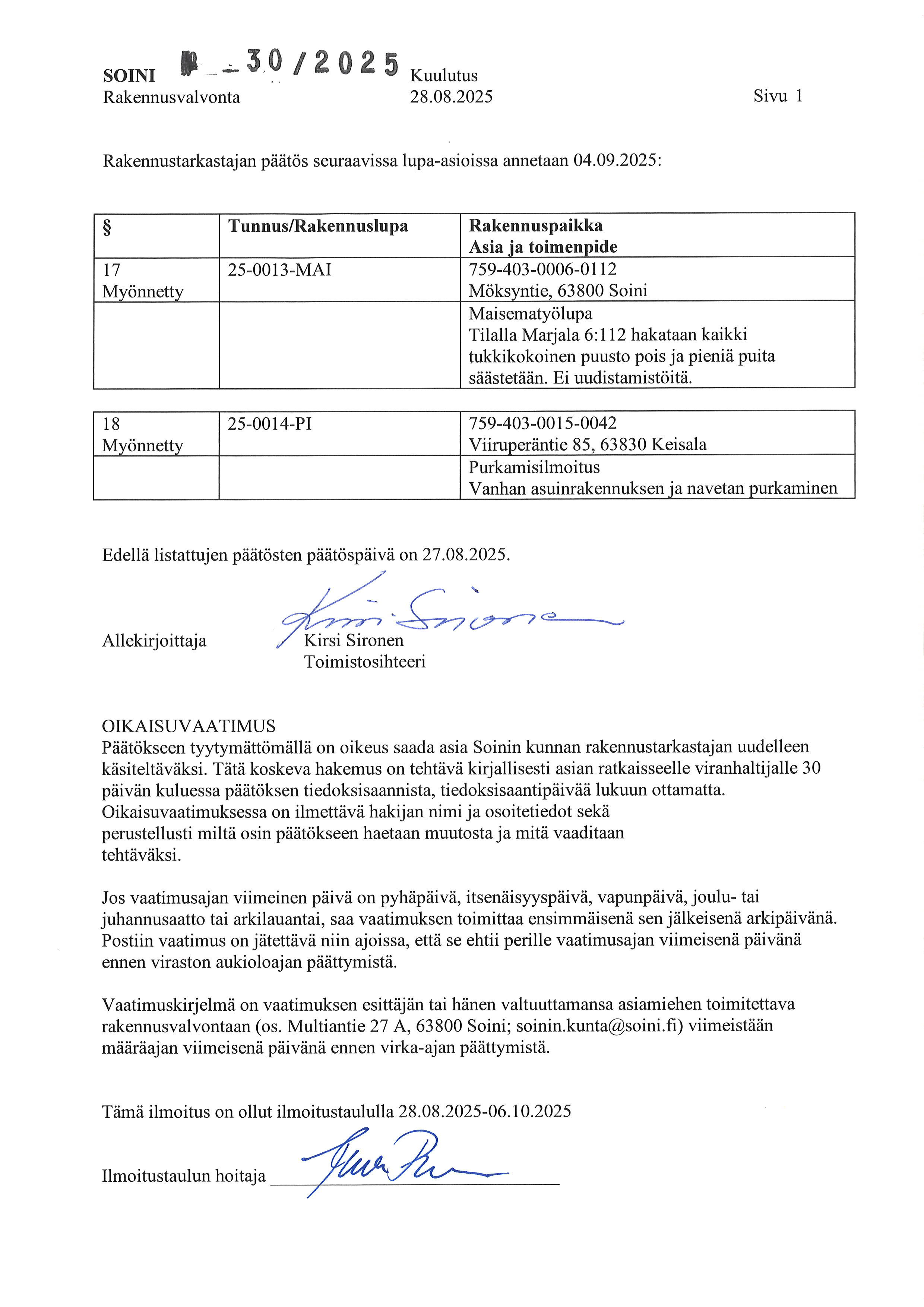 rakennusvalvonnan lupapäätös