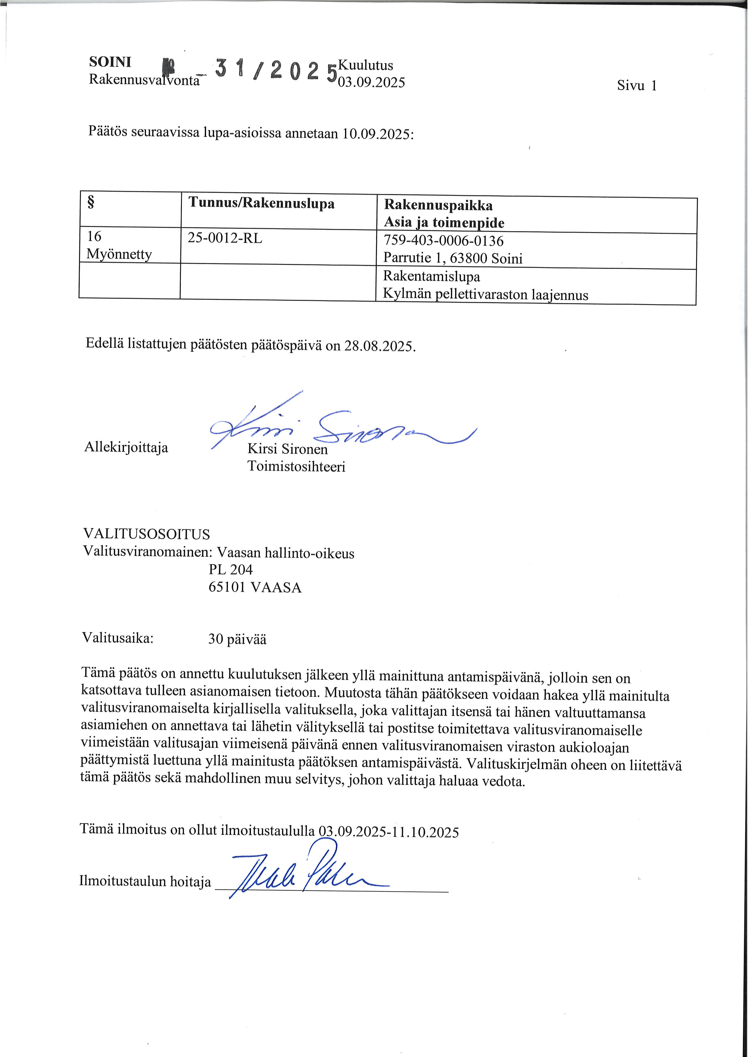 rakennusvalvonnan lupapäätös