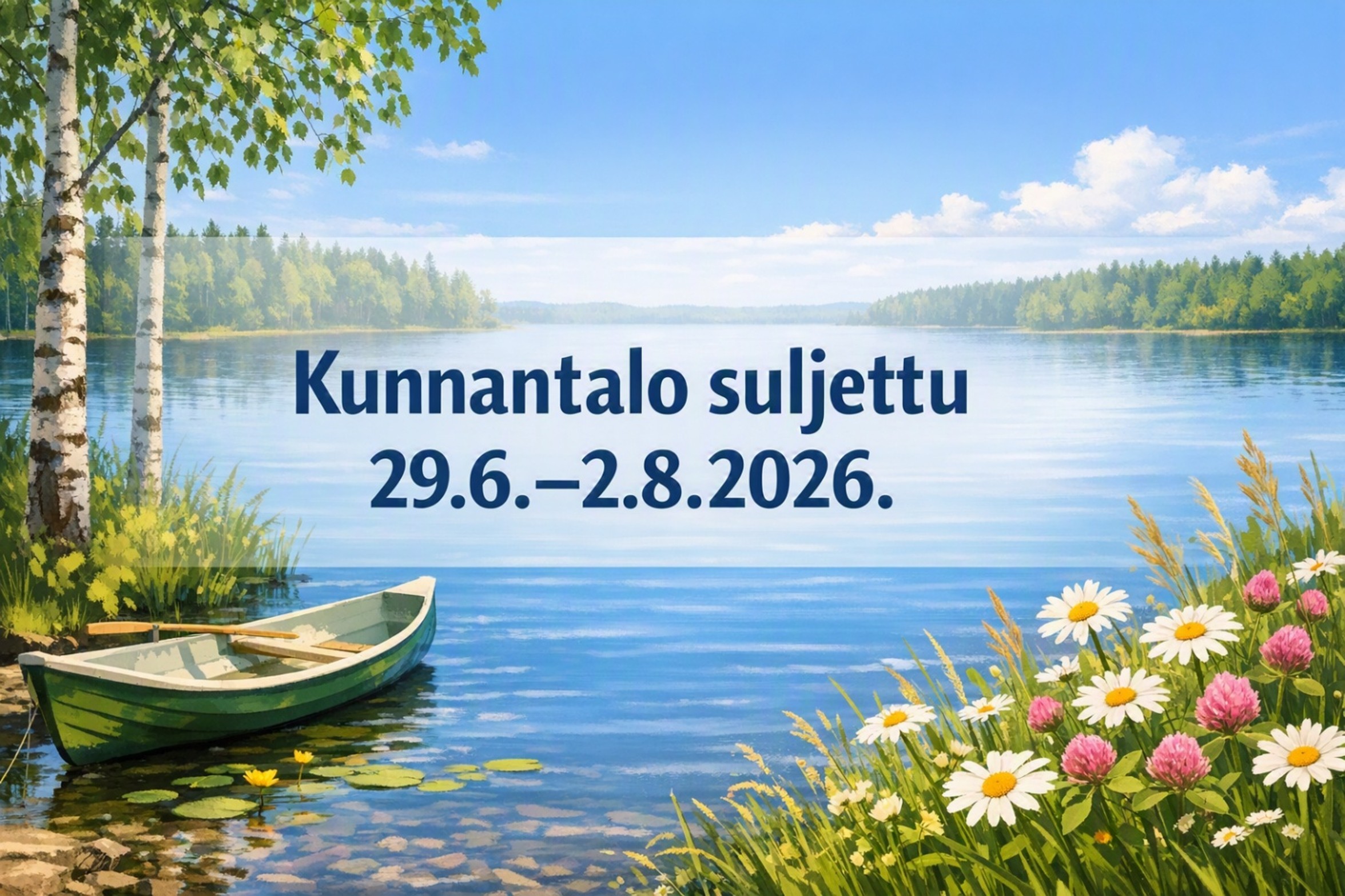 Kunnantalo suljettu kesällä 29.6. - 2.8.2026